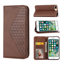 Load image into Gallery viewer, Cubic Grid Calf Texture Magnetic Closure Leather Phone Case, For iPhone XS Max, For iPhone SE 2022 / SE 2020 / 7 / 8, For iPhone 7 Plus / 8 Plus