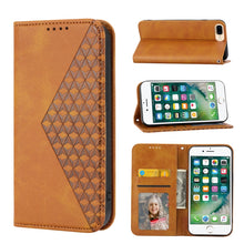 Load image into Gallery viewer, Cubic Grid Calf Texture Magnetic Closure Leather Phone Case, For iPhone XS Max, For iPhone SE 2022 / SE 2020 / 7 / 8, For iPhone 7 Plus / 8 Plus