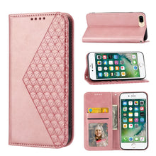 Load image into Gallery viewer, Cubic Grid Calf Texture Magnetic Closure Leather Phone Case, For iPhone XS Max, For iPhone SE 2022 / SE 2020 / 7 / 8, For iPhone 7 Plus / 8 Plus