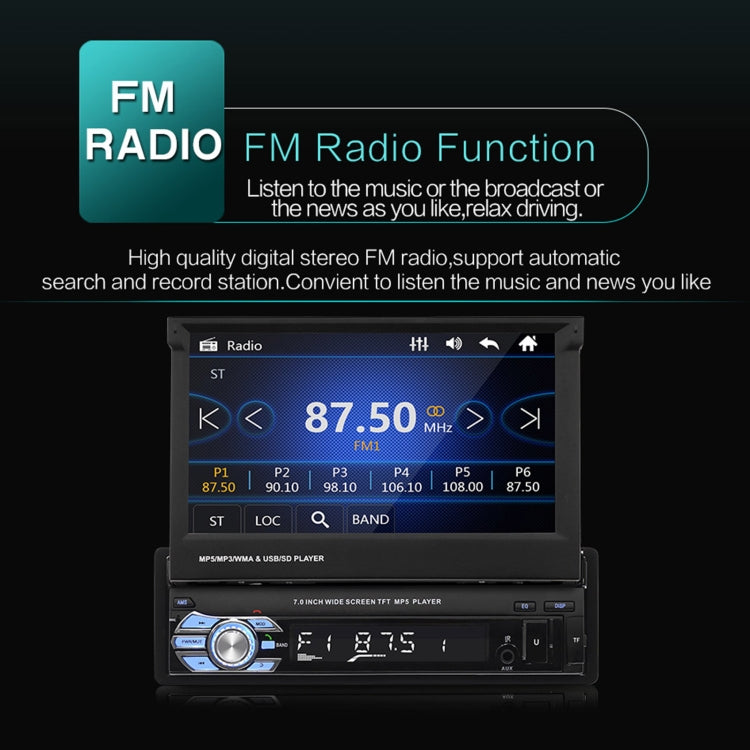 9601 7 inch Car Retractable MP5 Player Supports Bluetooth Hand-free Calling Reverse, 9601
