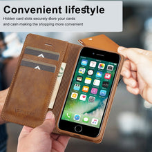 Load image into Gallery viewer, LC.IMEEKE RFID Anti-theft Leather Phone Case, For iPhone SE 2022 / SE 2020 / 8 / 7, For iPhone XS Max, For iPhone XS / X, For iPhone XR, For iPhone 8 Plus / 7 Plus, For Samsung Galaxy S21 5G, For Samsung Galaxy S21+ 5G