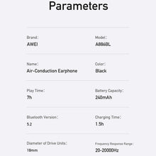 Load image into Gallery viewer, awei A886BL Air Conduction Sports Wireless Headset