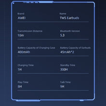 Load image into Gallery viewer, awei T52 Wireless Gaming Bluetooth Earbuds