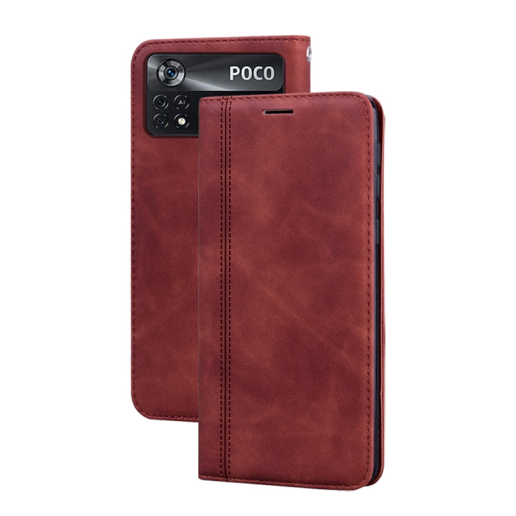 Frosted Business Magnetic Horizontal Flip PU Phone Case, For Xiaomi Poco X4 Pro 5G