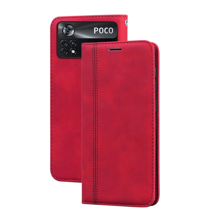 Frosted Business Magnetic Horizontal Flip PU Phone Case, For Xiaomi Poco X4 Pro 5G