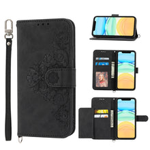 Load image into Gallery viewer, Skin-feel Flowers Embossed Wallet Leather Phone Case, For iPhone 11, For iPhone XS Max, For iPhone XS / X, For iPhone XR, For iPhone SE 2022 / SE 2020 / 8 / 7, For iPhone 8 Plus / 7 Plus