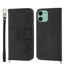 Load image into Gallery viewer, Skin-feel Flowers Embossed Wallet Leather Phone Case, For iPhone 11, For iPhone XS Max, For iPhone XS / X, For iPhone XR, For iPhone SE 2022 / SE 2020 / 8 / 7, For iPhone 8 Plus / 7 Plus
