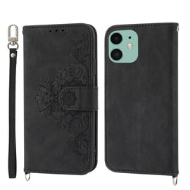 Skin-feel Flowers Embossed Wallet Leather Phone Case, For iPhone 11, For iPhone XS Max, For iPhone XS / X, For iPhone XR, For iPhone SE 2022 / SE 2020 / 8 / 7, For iPhone 8 Plus / 7 Plus