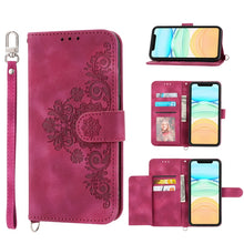 Load image into Gallery viewer, Skin-feel Flowers Embossed Wallet Leather Phone Case, For iPhone 11, For iPhone XS Max, For iPhone XS / X, For iPhone XR, For iPhone SE 2022 / SE 2020 / 8 / 7, For iPhone 8 Plus / 7 Plus