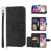 Load image into Gallery viewer, Skin-feel Flowers Embossed Wallet Leather Phone Case, For iPhone 11, For iPhone XS Max, For iPhone XS / X, For iPhone XR, For iPhone SE 2022 / SE 2020 / 8 / 7, For iPhone 8 Plus / 7 Plus