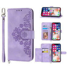 Load image into Gallery viewer, Skin-feel Flowers Embossed Wallet Leather Phone Case, For iPhone 11, For iPhone XS Max, For iPhone XS / X, For iPhone XR, For iPhone SE 2022 / SE 2020 / 8 / 7, For iPhone 8 Plus / 7 Plus