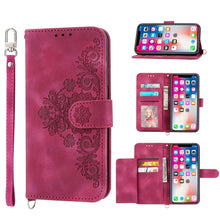 Load image into Gallery viewer, Skin-feel Flowers Embossed Wallet Leather Phone Case, For iPhone 11, For iPhone XS Max, For iPhone XS / X, For iPhone XR, For iPhone SE 2022 / SE 2020 / 8 / 7, For iPhone 8 Plus / 7 Plus