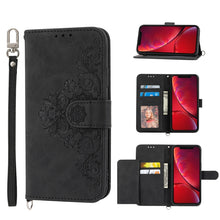 Load image into Gallery viewer, Skin-feel Flowers Embossed Wallet Leather Phone Case, For iPhone 11, For iPhone XS Max, For iPhone XS / X, For iPhone XR, For iPhone SE 2022 / SE 2020 / 8 / 7, For iPhone 8 Plus / 7 Plus