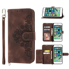 Load image into Gallery viewer, Skin-feel Flowers Embossed Wallet Leather Phone Case, For iPhone 11, For iPhone XS Max, For iPhone XS / X, For iPhone XR, For iPhone SE 2022 / SE 2020 / 8 / 7, For iPhone 8 Plus / 7 Plus