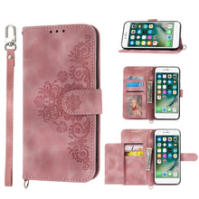 Load image into Gallery viewer, Skin-feel Flowers Embossed Wallet Leather Phone Case, For iPhone 11, For iPhone XS Max, For iPhone XS / X, For iPhone XR, For iPhone SE 2022 / SE 2020 / 8 / 7, For iPhone 8 Plus / 7 Plus