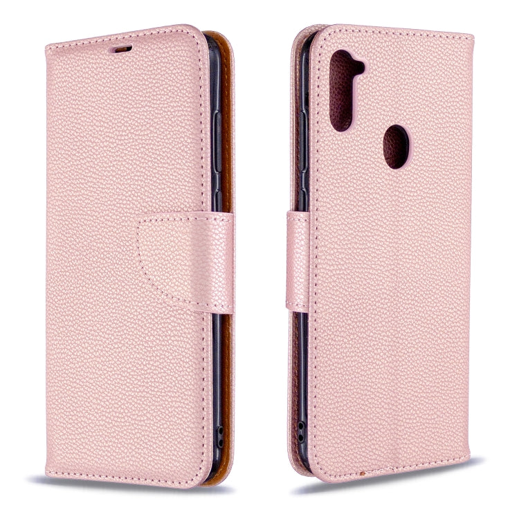 Litchi Texture  Pure Color Horizontal Flip PU Leather Case with Holder & Card Slots & Wallet & Lanyard, For Samsung Galaxy A11
