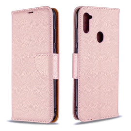 Litchi Texture  Pure Color Horizontal Flip PU Leather Case with Holder & Card Slots & Wallet & Lanyard, For Samsung Galaxy A11