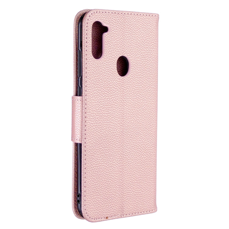 Litchi Texture  Pure Color Horizontal Flip PU Leather Case with Holder & Card Slots & Wallet & Lanyard, For Samsung Galaxy A11