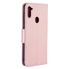 Load image into Gallery viewer, Litchi Texture  Pure Color Horizontal Flip PU Leather Case with Holder &amp; Card Slots &amp; Wallet &amp; Lanyard, For Samsung Galaxy A11