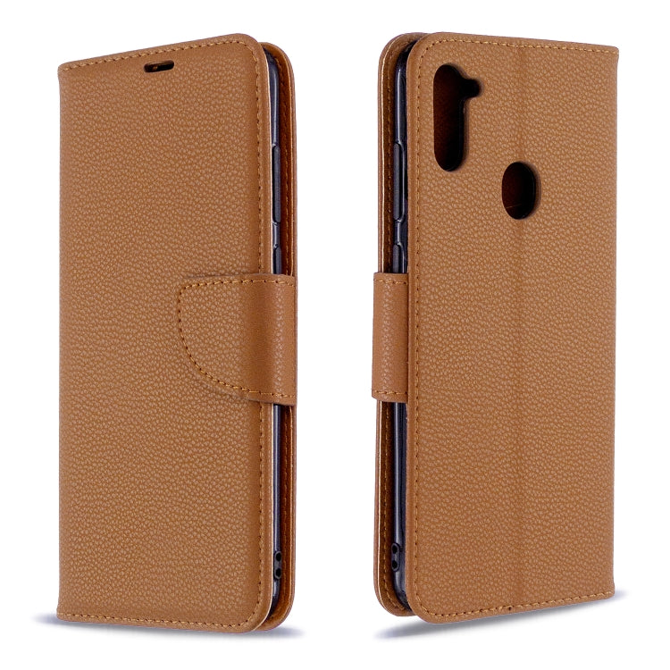 Litchi Texture  Pure Color Horizontal Flip PU Leather Case with Holder & Card Slots & Wallet & Lanyard, For Samsung Galaxy A11