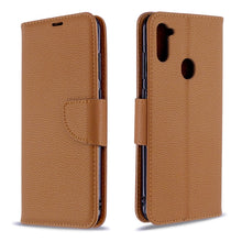 Load image into Gallery viewer, Litchi Texture  Pure Color Horizontal Flip PU Leather Case with Holder &amp; Card Slots &amp; Wallet &amp; Lanyard, For Samsung Galaxy A11