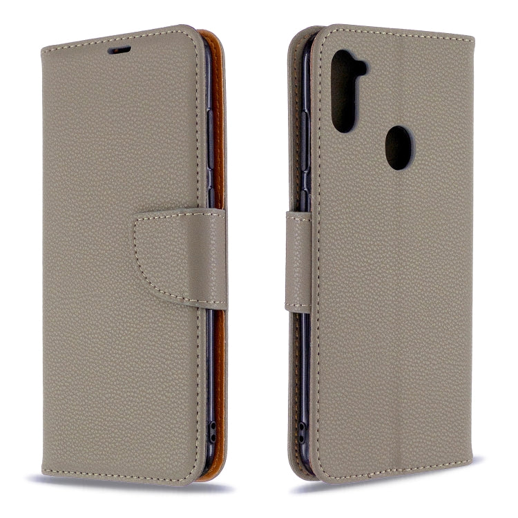 Litchi Texture  Pure Color Horizontal Flip PU Leather Case with Holder & Card Slots & Wallet & Lanyard, For Samsung Galaxy A11