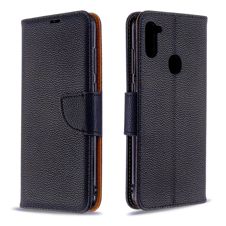 Litchi Texture  Pure Color Horizontal Flip PU Leather Case with Holder & Card Slots & Wallet & Lanyard, For Samsung Galaxy A11