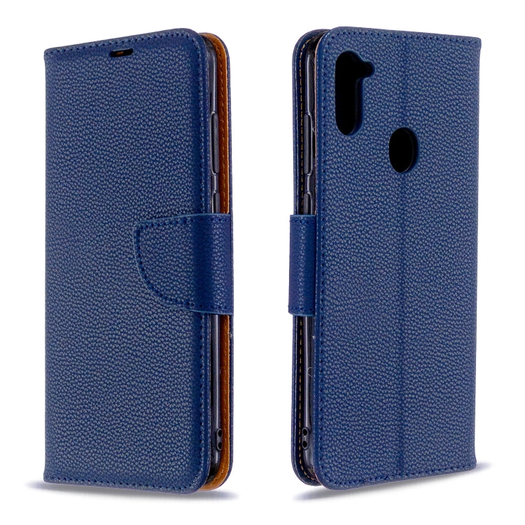 Litchi Texture  Pure Color Horizontal Flip PU Leather Case with Holder & Card Slots & Wallet & Lanyard, For Samsung Galaxy A11
