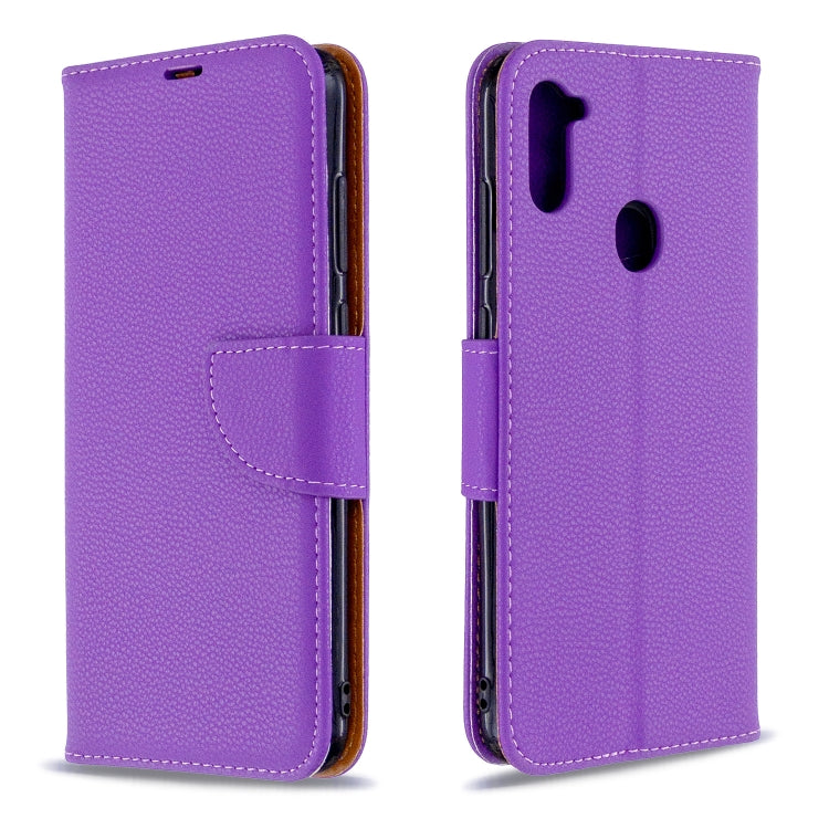 Litchi Texture  Pure Color Horizontal Flip PU Leather Case with Holder & Card Slots & Wallet & Lanyard, For Samsung Galaxy A11