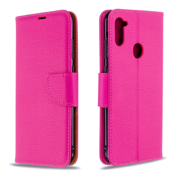 Litchi Texture  Pure Color Horizontal Flip PU Leather Case with Holder & Card Slots & Wallet & Lanyard, For Samsung Galaxy A11