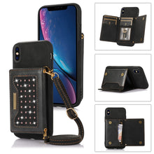Load image into Gallery viewer, Three-fold RFID Leather Phone Case with Lanyard, For iPhone XS, For iPhone XS Max, For Samsung Galaxy A12, For Samsung Galaxy A13 4G/A13 5G, For Samsung Galaxy A51 4G, For Samsung Galaxy A53 5G, For Samsung Galaxy A52 5G/A52s 5G                        ...