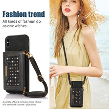 Load image into Gallery viewer, Three-fold RFID Leather Phone Case with Lanyard, For iPhone XS, For iPhone XS Max, For Samsung Galaxy A12, For Samsung Galaxy A13 4G/A13 5G, For Samsung Galaxy A51 4G, For Samsung Galaxy A53 5G, For Samsung Galaxy A52 5G/A52s 5G                        ...