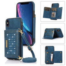 Load image into Gallery viewer, Three-fold RFID Leather Phone Case with Lanyard, For iPhone XS, For iPhone XS Max, For Samsung Galaxy A12, For Samsung Galaxy A13 4G/A13 5G, For Samsung Galaxy A51 4G, For Samsung Galaxy A53 5G, For Samsung Galaxy A52 5G/A52s 5G                        ...