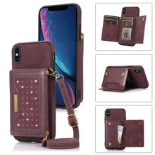 Load image into Gallery viewer, Three-fold RFID Leather Phone Case with Lanyard, For iPhone XS, For iPhone XS Max, For Samsung Galaxy A12, For Samsung Galaxy A13 4G/A13 5G, For Samsung Galaxy A51 4G, For Samsung Galaxy A53 5G, For Samsung Galaxy A52 5G/A52s 5G                        ...