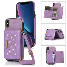 Load image into Gallery viewer, Three-fold RFID Leather Phone Case with Lanyard, For iPhone XS, For iPhone XS Max, For Samsung Galaxy A12, For Samsung Galaxy A13 4G/A13 5G, For Samsung Galaxy A51 4G, For Samsung Galaxy A53 5G, For Samsung Galaxy A52 5G/A52s 5G                        ...