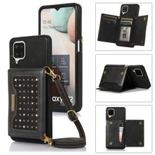 Load image into Gallery viewer, Three-fold RFID Leather Phone Case with Lanyard, For iPhone XS, For iPhone XS Max, For Samsung Galaxy A12, For Samsung Galaxy A13 4G/A13 5G, For Samsung Galaxy A51 4G, For Samsung Galaxy A53 5G, For Samsung Galaxy A52 5G/A52s 5G                        ...