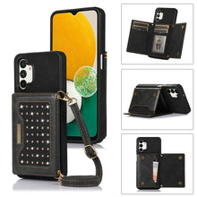 Load image into Gallery viewer, Three-fold RFID Leather Phone Case with Lanyard, For iPhone XS, For iPhone XS Max, For Samsung Galaxy A12, For Samsung Galaxy A13 4G/A13 5G, For Samsung Galaxy A51 4G, For Samsung Galaxy A53 5G, For Samsung Galaxy A52 5G/A52s 5G                        ...