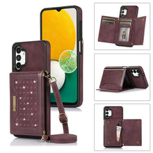 Load image into Gallery viewer, Three-fold RFID Leather Phone Case with Lanyard, For iPhone XS, For iPhone XS Max, For Samsung Galaxy A12, For Samsung Galaxy A13 4G/A13 5G, For Samsung Galaxy A51 4G, For Samsung Galaxy A53 5G, For Samsung Galaxy A52 5G/A52s 5G                        ...