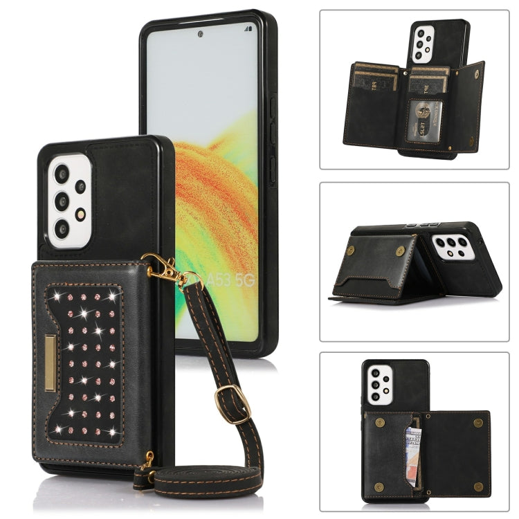 Three-fold RFID Leather Phone Case with Lanyard, For iPhone XS, For iPhone XS Max, For Samsung Galaxy A12, For Samsung Galaxy A13 4G/A13 5G, For Samsung Galaxy A51 4G, For Samsung Galaxy A53 5G, For Samsung Galaxy A52 5G/A52s 5G                        ...
