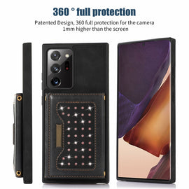 Three-fold RFID Leather Phone Case with Lanyard, For Samsung Galaxy Note20 Ultra, For Samsung Galaxy S20, For Samsung Galaxy S20+, For Samsung Galaxy S20 FE, For Samsung Galaxy S21, For Samsung Galaxy S22, For Samsung Galaxy S21 Ultra                  ...
