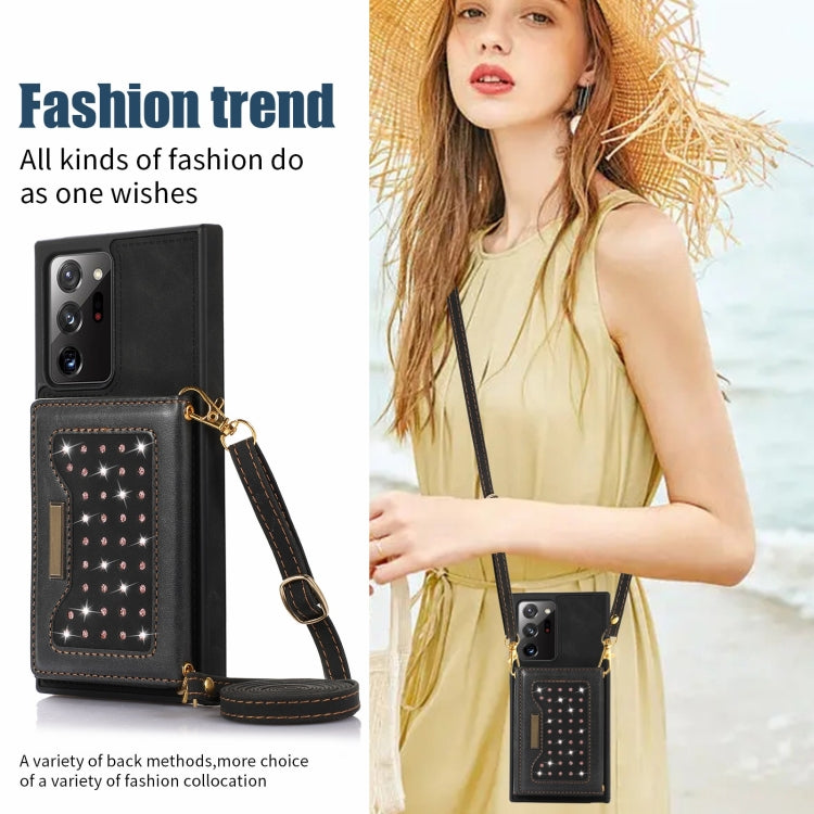 Three-fold RFID Leather Phone Case with Lanyard, For Samsung Galaxy Note20 Ultra, For Samsung Galaxy S20, For Samsung Galaxy S20+, For Samsung Galaxy S20 FE, For Samsung Galaxy S21, For Samsung Galaxy S22, For Samsung Galaxy S21 Ultra                  ...