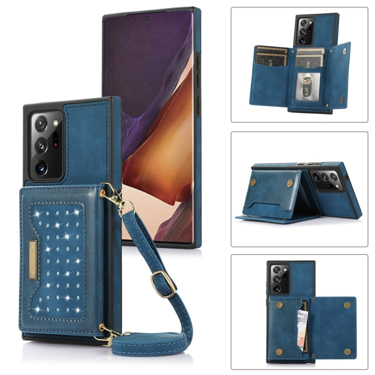 Three-fold RFID Leather Phone Case with Lanyard, For Samsung Galaxy Note20 Ultra, For Samsung Galaxy S20, For Samsung Galaxy S20+, For Samsung Galaxy S20 FE, For Samsung Galaxy S21, For Samsung Galaxy S22, For Samsung Galaxy S21 Ultra                  ...