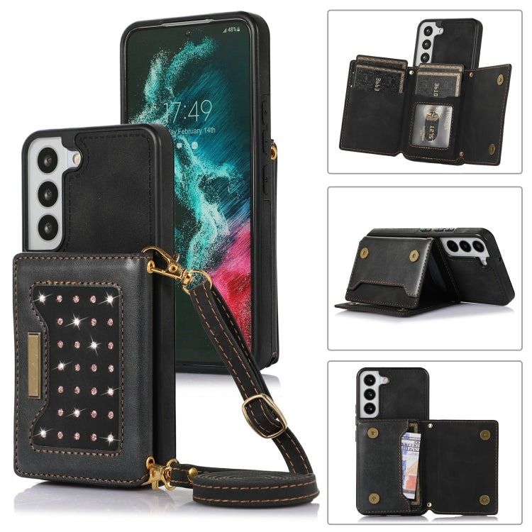 Three-fold RFID Leather Phone Case with Lanyard, For Samsung Galaxy Note20 Ultra, For Samsung Galaxy S20, For Samsung Galaxy S20+, For Samsung Galaxy S20 FE, For Samsung Galaxy S21, For Samsung Galaxy S22, For Samsung Galaxy S21 Ultra                  ...