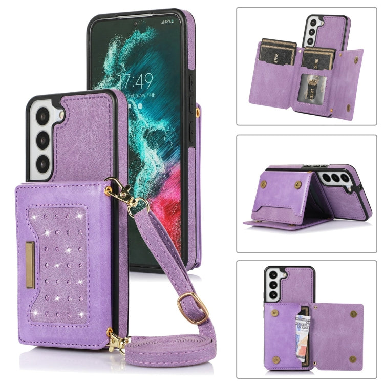 Three-fold RFID Leather Phone Case with Lanyard, For Samsung Galaxy Note20 Ultra, For Samsung Galaxy S20, For Samsung Galaxy S20+, For Samsung Galaxy S20 FE, For Samsung Galaxy S21, For Samsung Galaxy S22, For Samsung Galaxy S21 Ultra                  ...