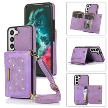 Load image into Gallery viewer, Three-fold RFID Leather Phone Case with Lanyard, For Samsung Galaxy Note20 Ultra, For Samsung Galaxy S20, For Samsung Galaxy S20+, For Samsung Galaxy S20 FE, For Samsung Galaxy S21, For Samsung Galaxy S22, For Samsung Galaxy S21 Ultra                  ...