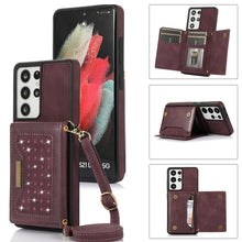 Load image into Gallery viewer, Three-fold RFID Leather Phone Case with Lanyard, For Samsung Galaxy Note20 Ultra, For Samsung Galaxy S20, For Samsung Galaxy S20+, For Samsung Galaxy S20 FE, For Samsung Galaxy S21, For Samsung Galaxy S22, For Samsung Galaxy S21 Ultra                  ...