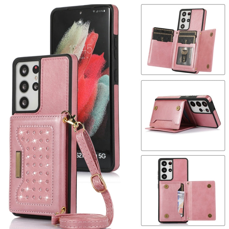 Three-fold RFID Leather Phone Case with Lanyard, For Samsung Galaxy Note20 Ultra, For Samsung Galaxy S20, For Samsung Galaxy S20+, For Samsung Galaxy S20 FE, For Samsung Galaxy S21, For Samsung Galaxy S22, For Samsung Galaxy S21 Ultra                  ...