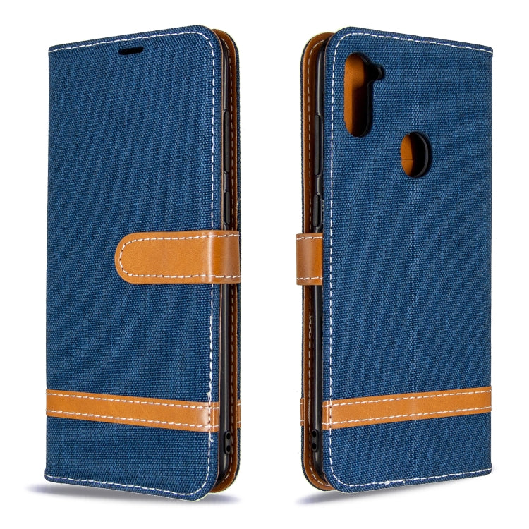 Color Matching Denim Texture Horizontal Flip Leather Case with Holder & Card Slots & Wallet & Lanyard, For Galaxy A11