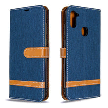 Load image into Gallery viewer, Color Matching Denim Texture Horizontal Flip Leather Case with Holder &amp; Card Slots &amp; Wallet &amp; Lanyard, For Galaxy A11