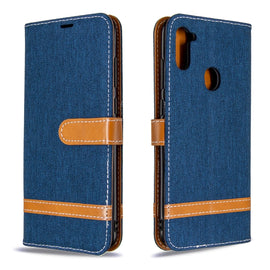 Color Matching Denim Texture Horizontal Flip Leather Case with Holder & Card Slots & Wallet & Lanyard, For Galaxy A11